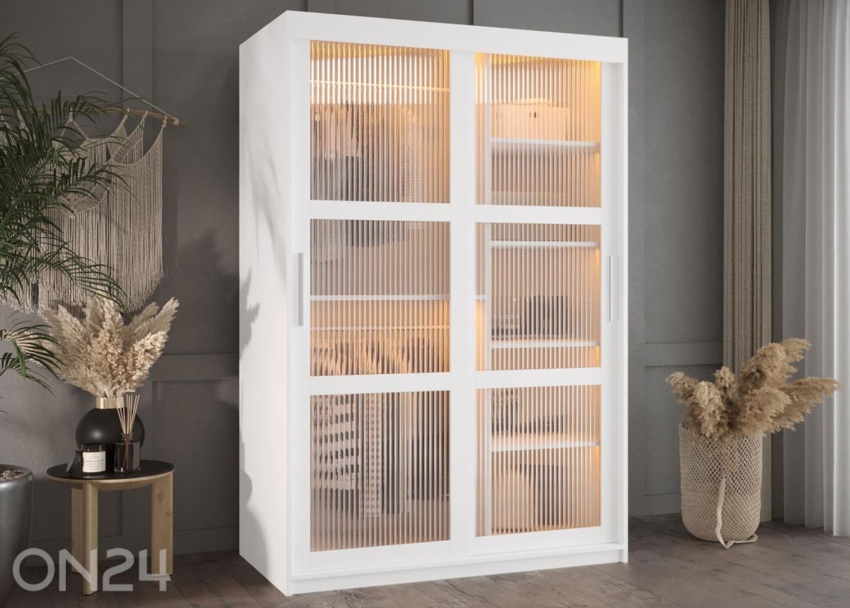 Lükandustega riidekapp Flutes 120 cm + LED suurendatud