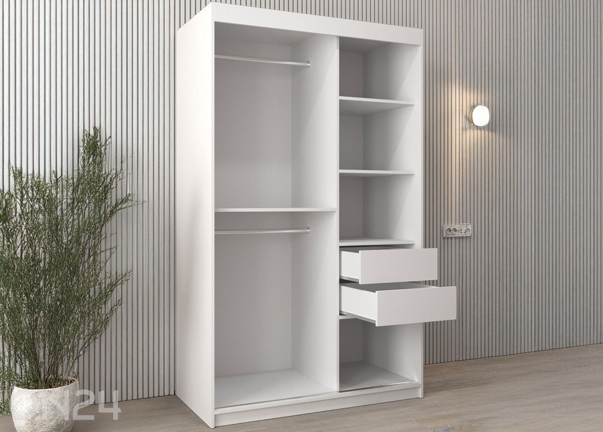 Lükandustega riidekapp Flutes 120 cm + LED suurendatud