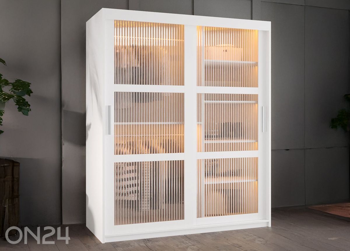 Lükandustega riidekapp Flutes 150 cm + LED suurendatud