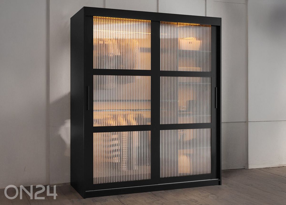 Lükandustega riidekapp Flutes 150 cm + LED suurendatud