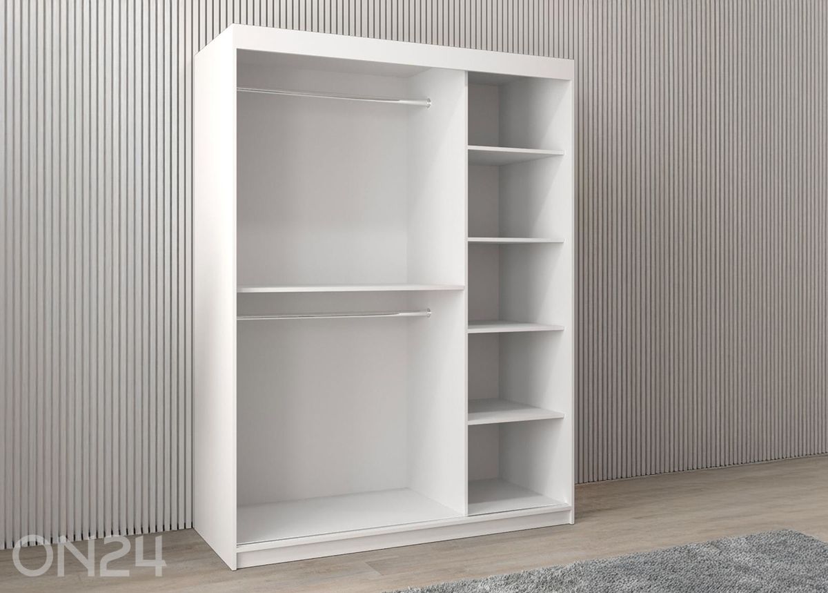 Lükandustega riidekapp Flutes 150 cm + LED suurendatud