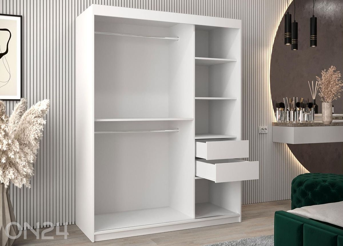 Lükandustega riidekapp Flutes 150 cm + LED suurendatud