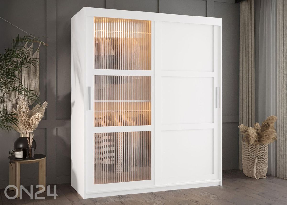 Lükandustega riidekapp Flutes 150 cm + LED suurendatud