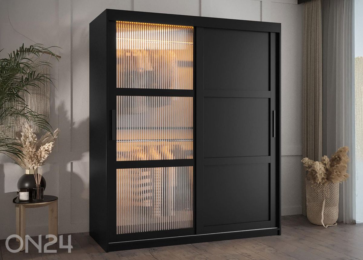 Lükandustega riidekapp Flutes 150 cm + LED suurendatud