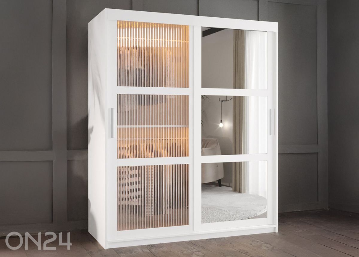 Lükandustega riidekapp Flutes 150 cm + LED suurendatud