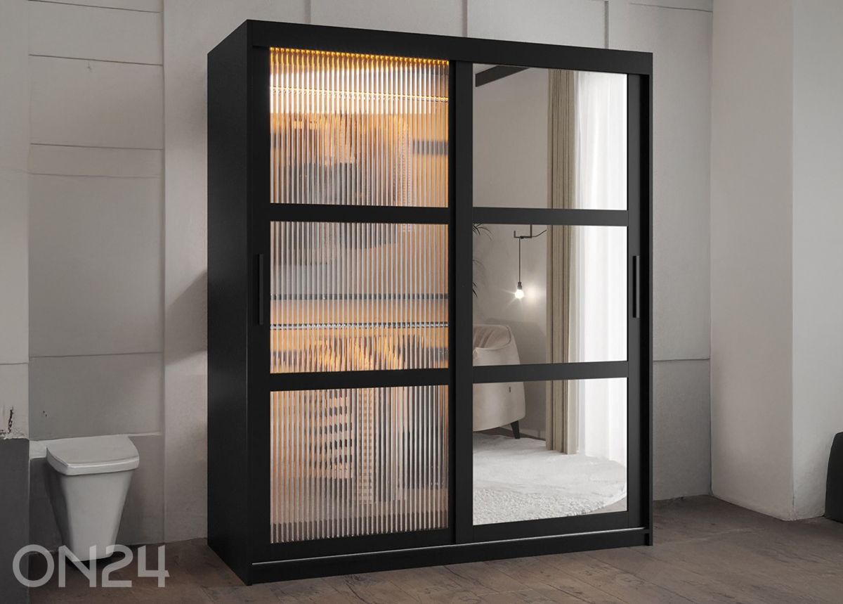 Lükandustega riidekapp Flutes 150 cm + LED suurendatud