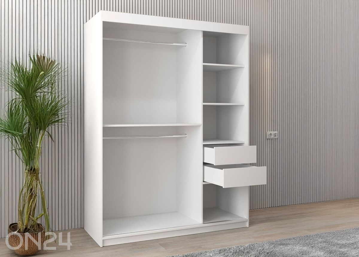 Lükandustega riidekapp Flutes 150 cm + LED suurendatud