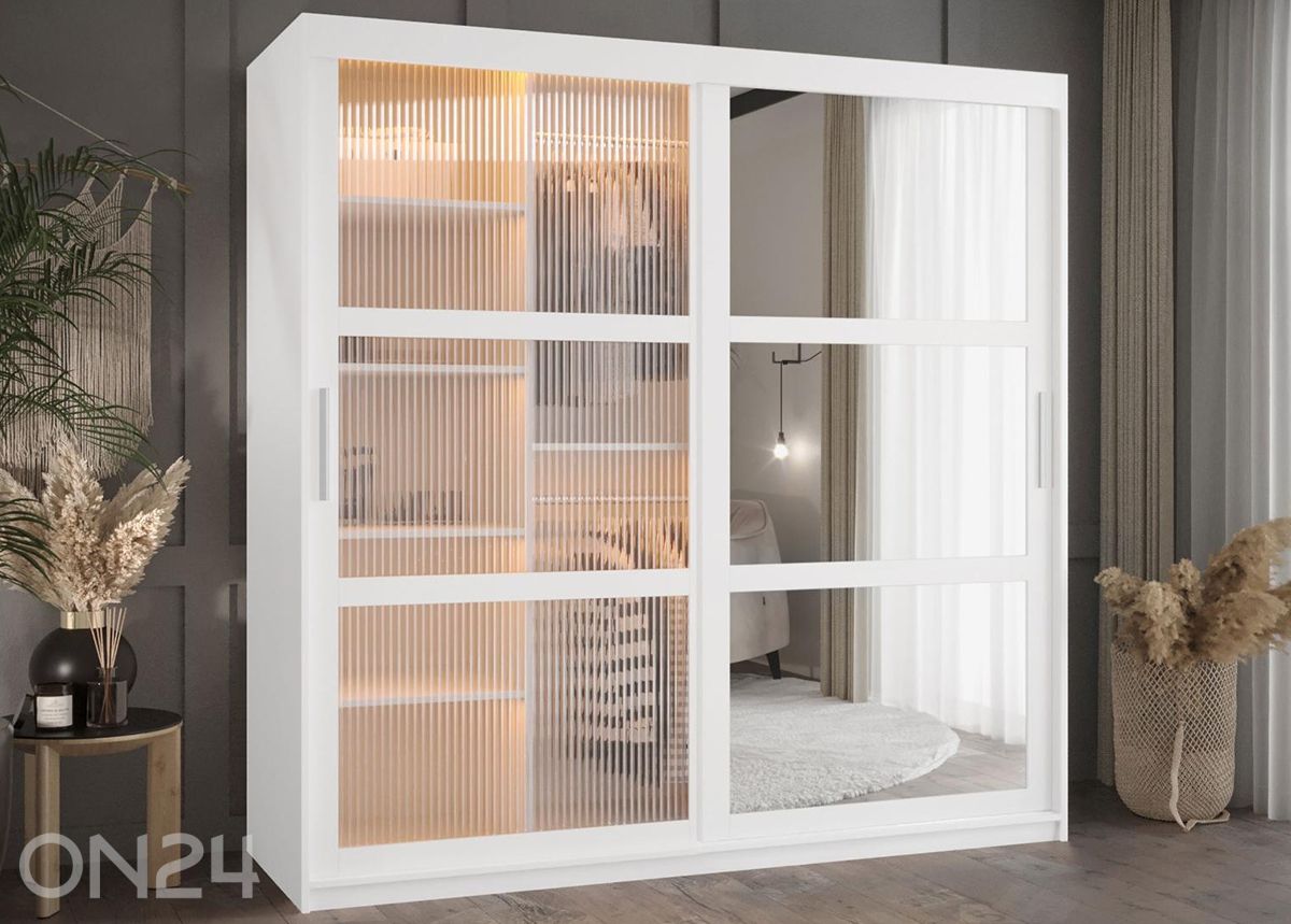 Lükandustega riidekapp Flutes 180 cm + LED suurendatud