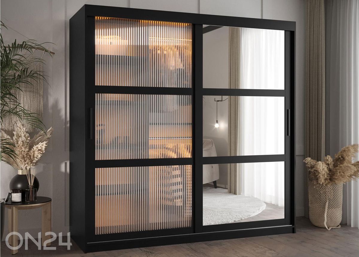 Lükandustega riidekapp Flutes 180 cm + LED suurendatud