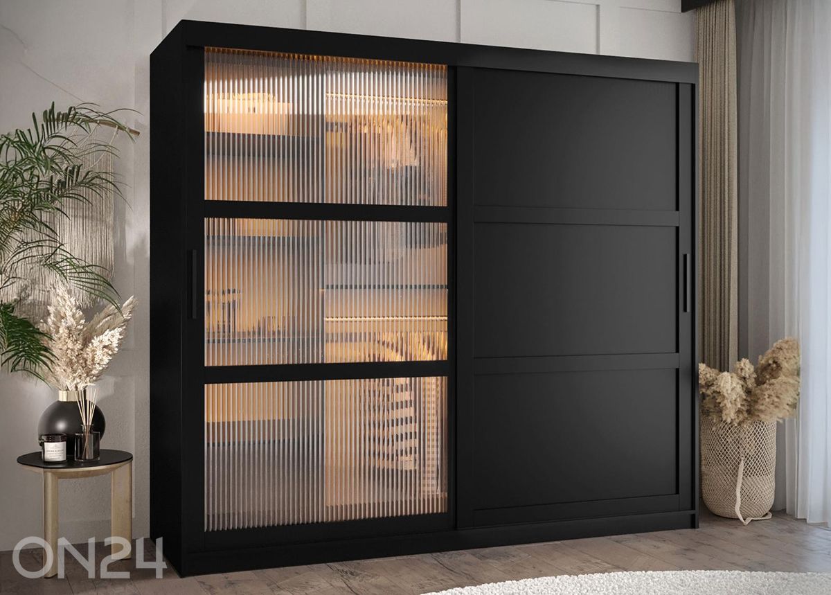 Lükandustega riidekapp Flutes 200 cm + LED suurendatud