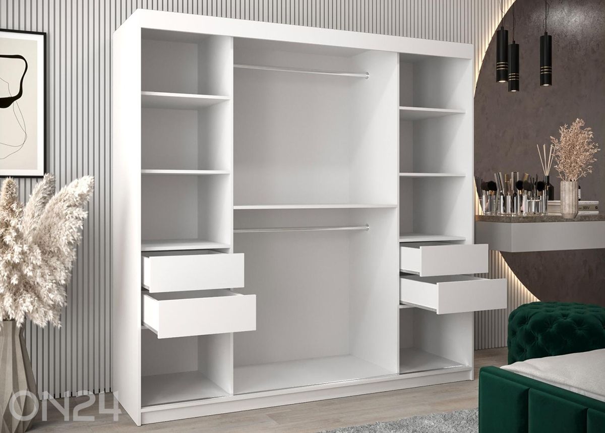 Lükandustega riidekapp Flutes 200 cm + LED suurendatud