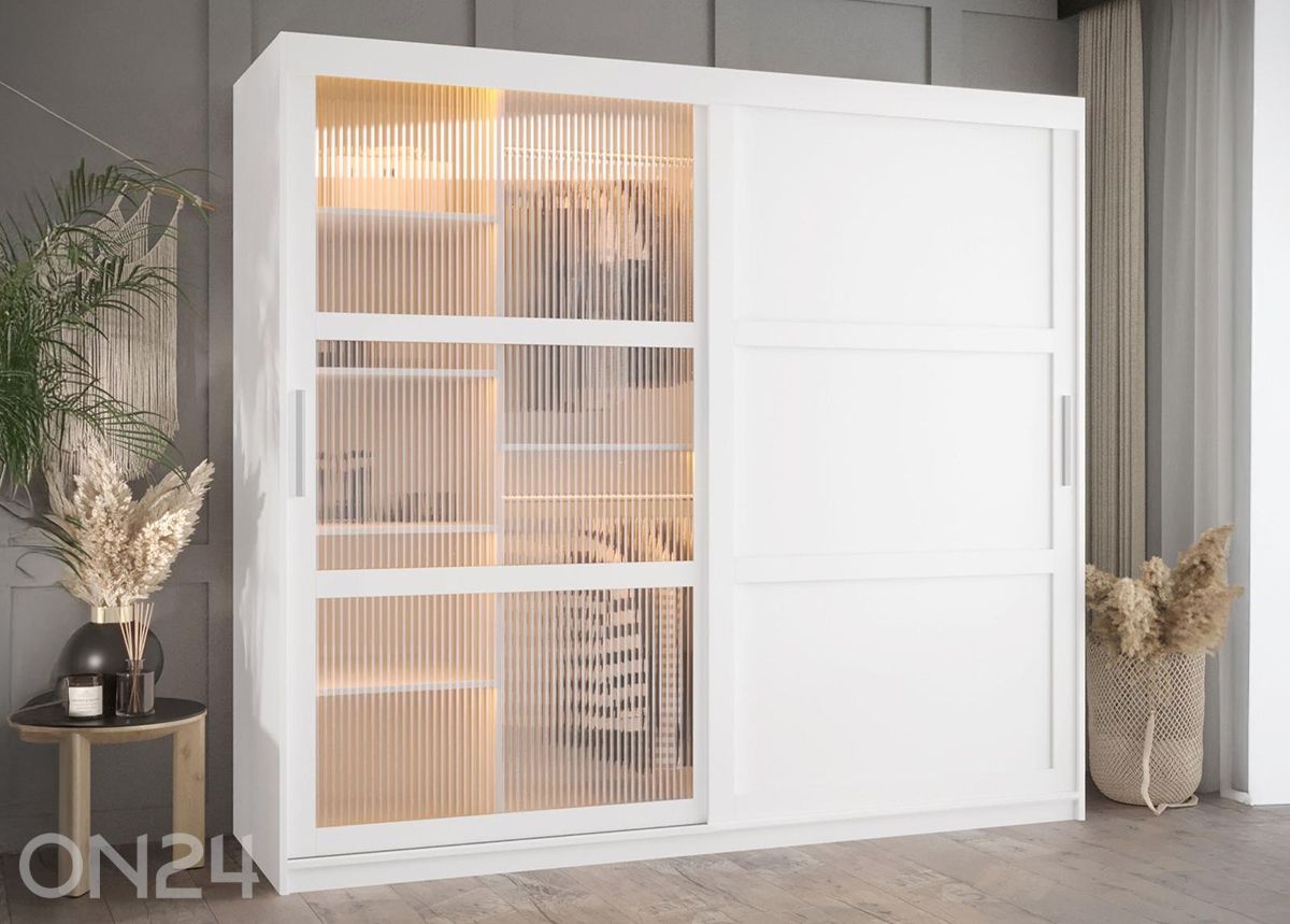 Lükandustega riidekapp Flutes 200 cm + LED suurendatud