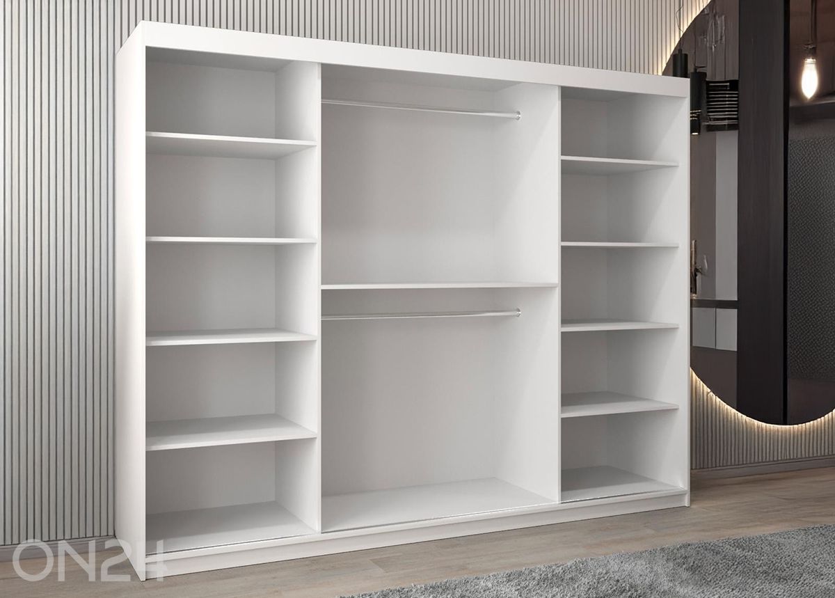 Lükandustega riidekapp Flutes 250 cm + LED suurendatud