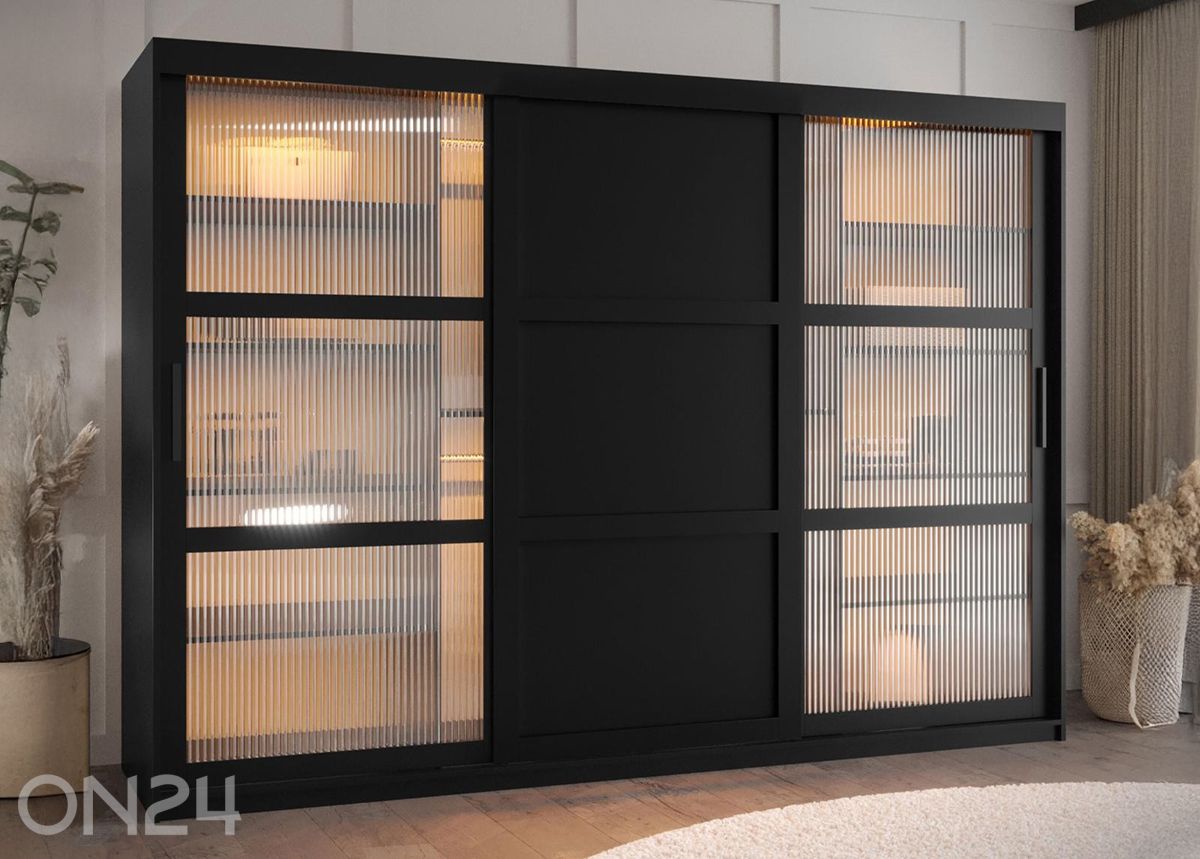 Lükandustega riidekapp Flutes 250 cm + LED suurendatud