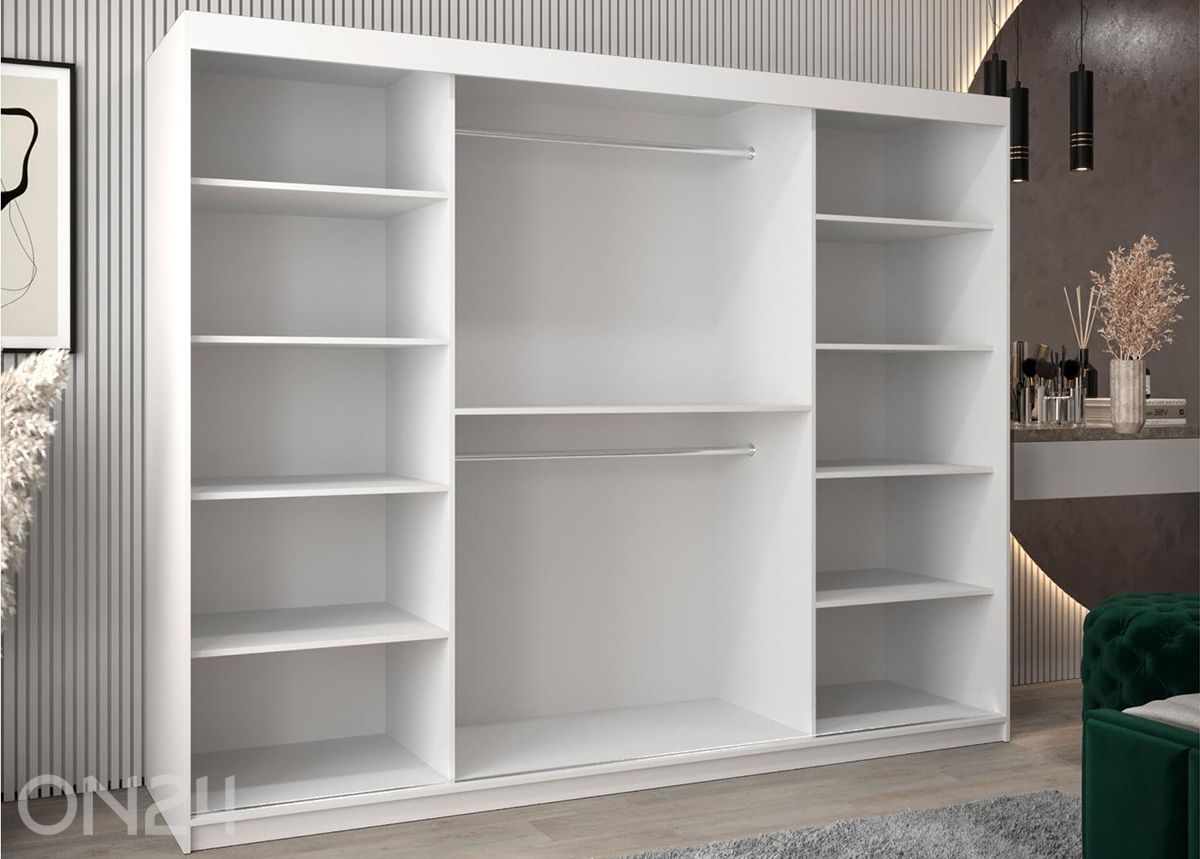 Lükandustega riidekapp Flutes 250 cm + LED suurendatud