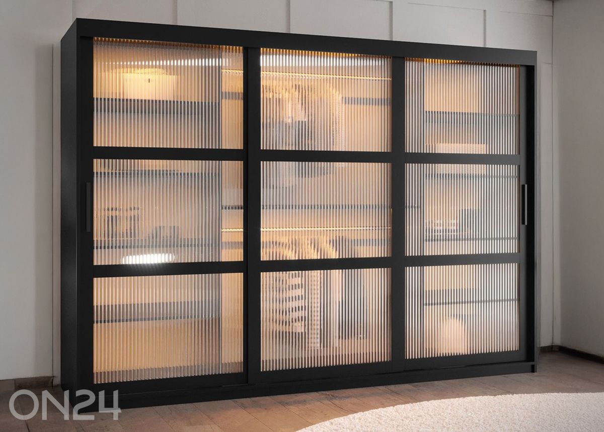 Lükandustega riidekapp Flutes 250 cm + LED suurendatud