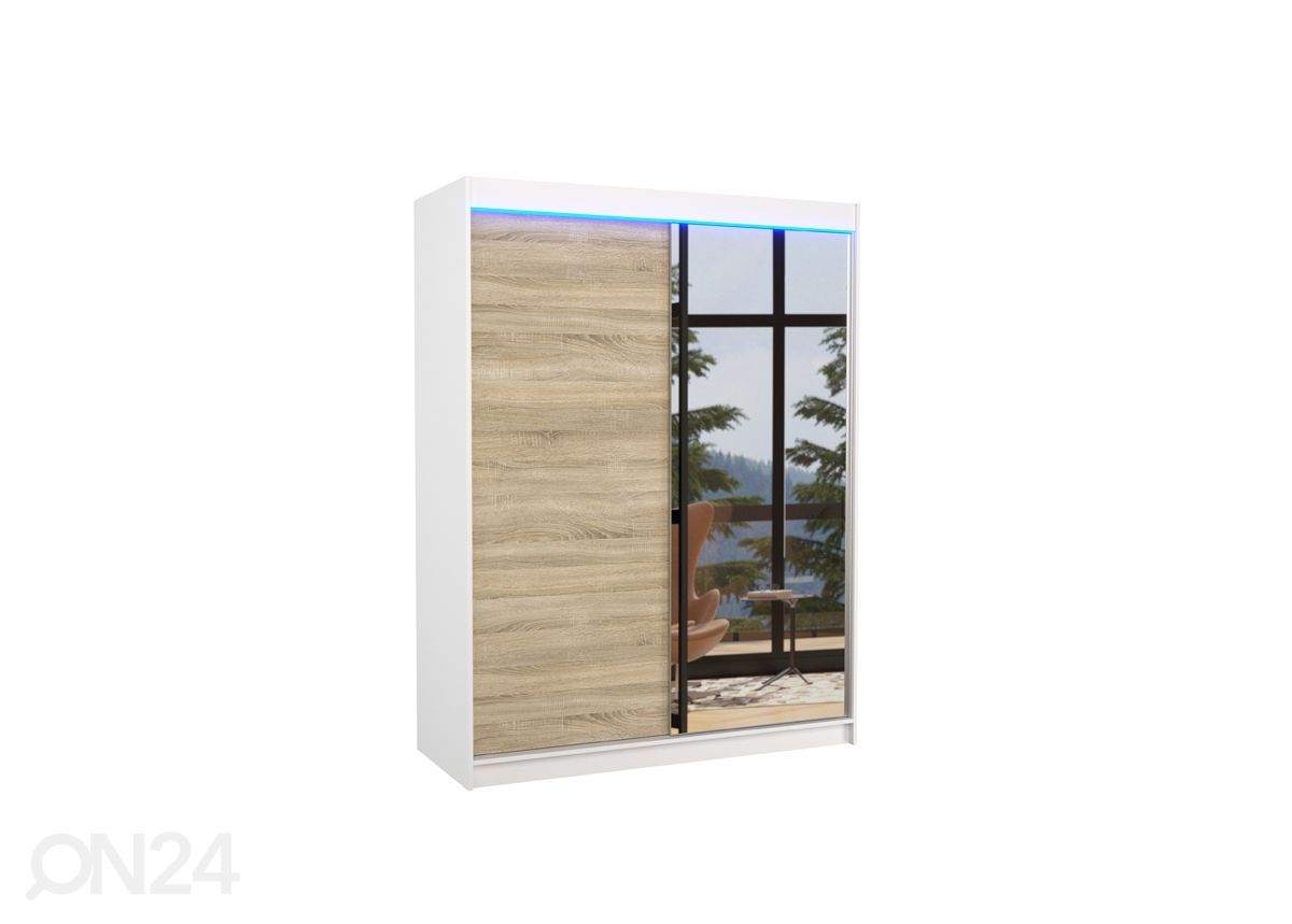 Lükandustega riidekapp Joanna 150 cm + LED suurendatud