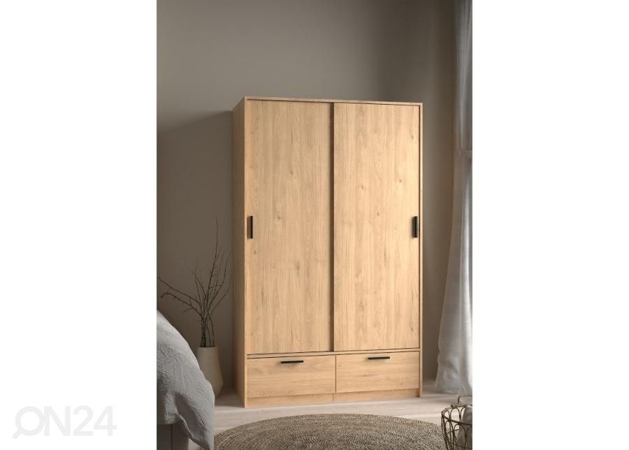 Lükandustega riidekapp Line 121 cm, hickory suurendatud