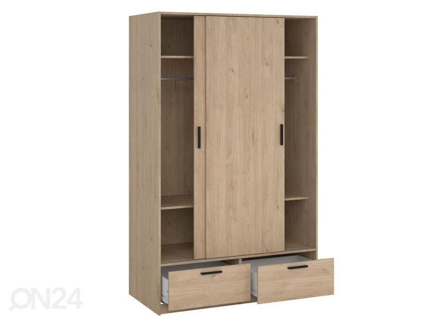 Lükandustega riidekapp Line 121 cm, hickory suurendatud
