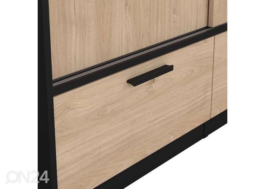 Lükandustega riidekapp Line 121 cm, hickory/must suurendatud