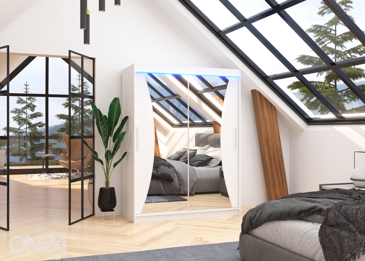 Lükandustega riidekapp Maxine 150 cm + LED suurendatud