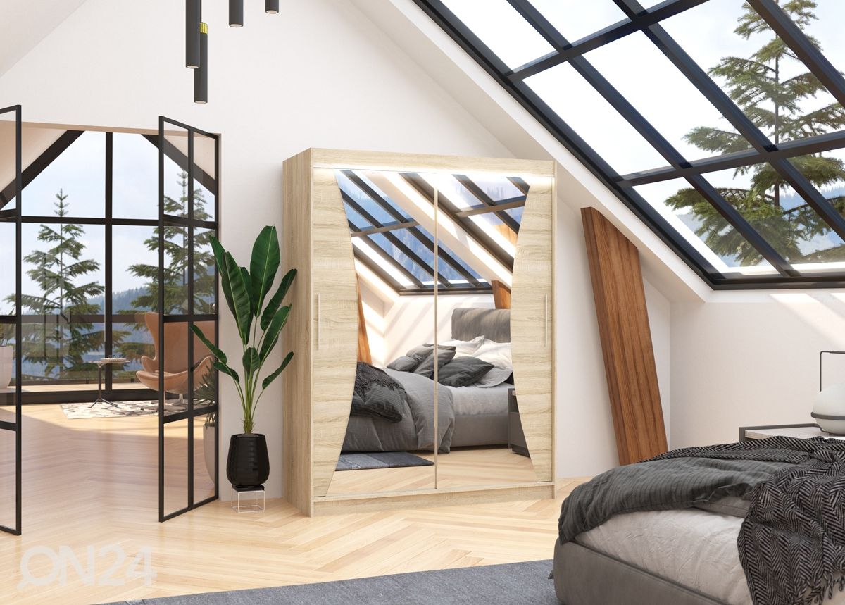 Lükandustega riidekapp Maxine 150 cm + LED suurendatud