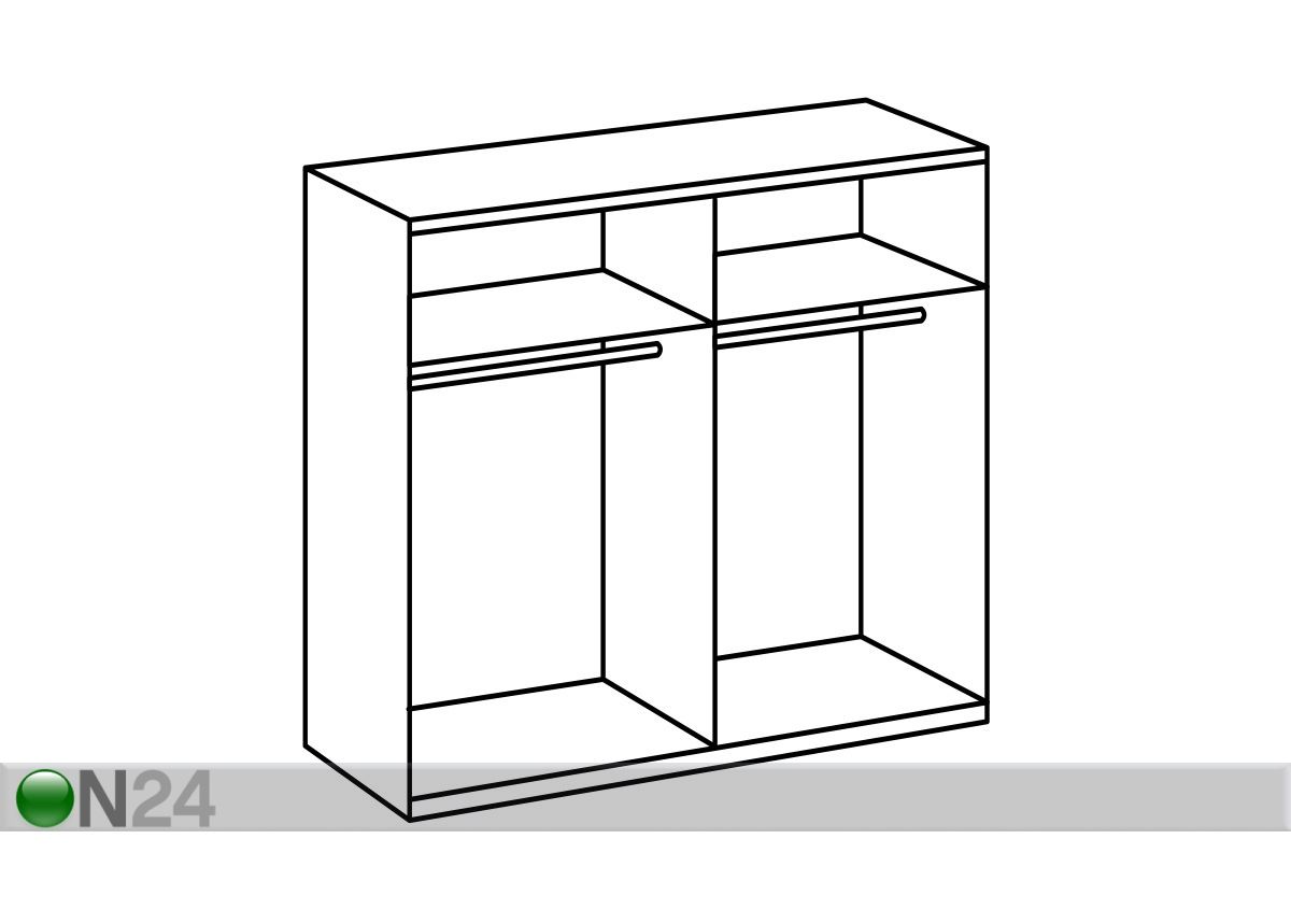 Lükandustega riidekapp Neapel 225 cm suurendatud