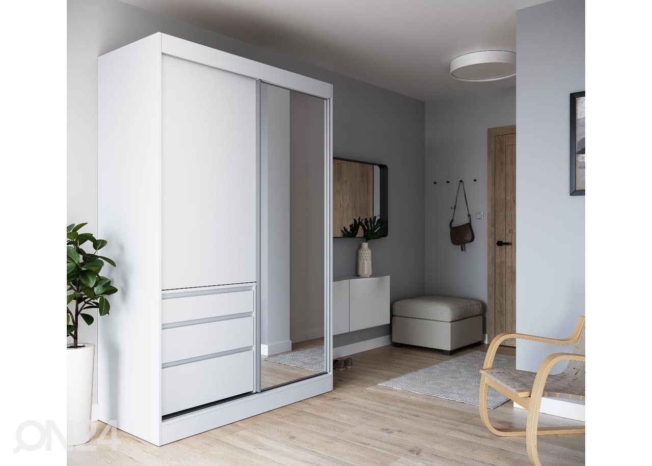 Lükandustega riidekapp peegliga Haines 140 cm suurendatud