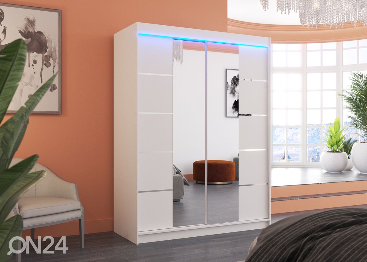 Lükandustega riidekapp Pelle I 150 cm + LED suurendatud