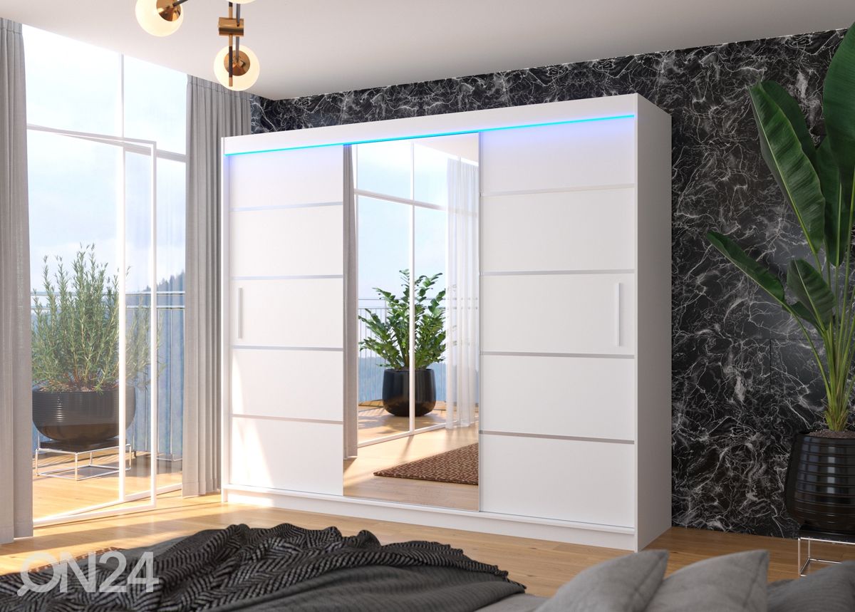 Lükandustega riidekapp Sania I 250 cm + LED suurendatud