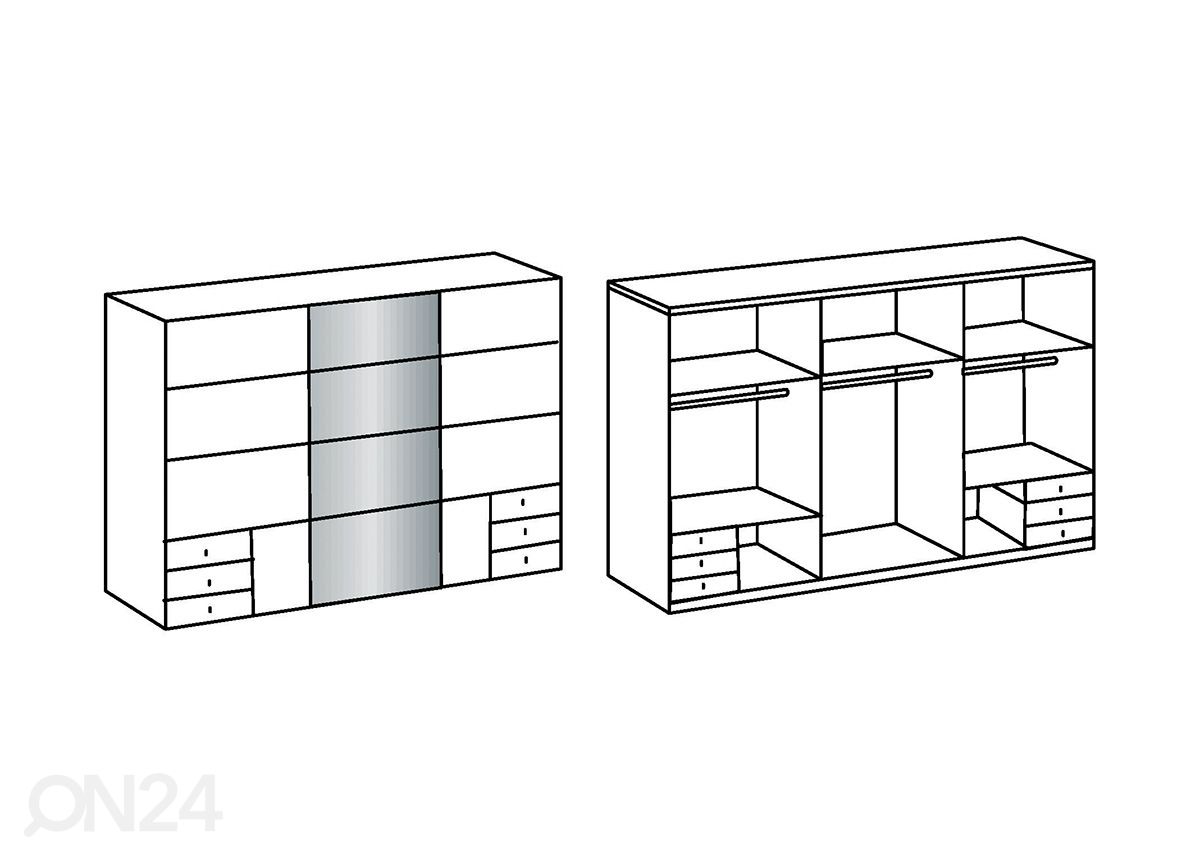 Lükandustega riidekapp Seattle 270 cm suurendatud