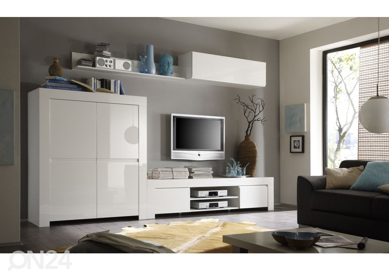 Madal TV-alus Amalfi 190cm, valge suurendatud