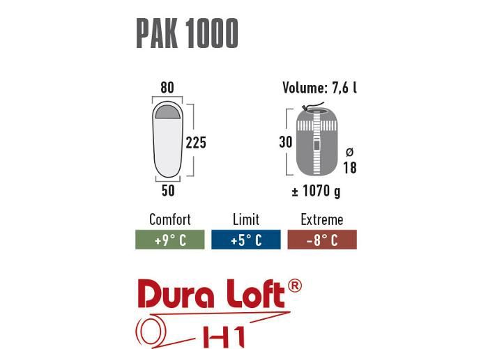 Magamiskott pak 1000 must/kollane High Peak suurendatud