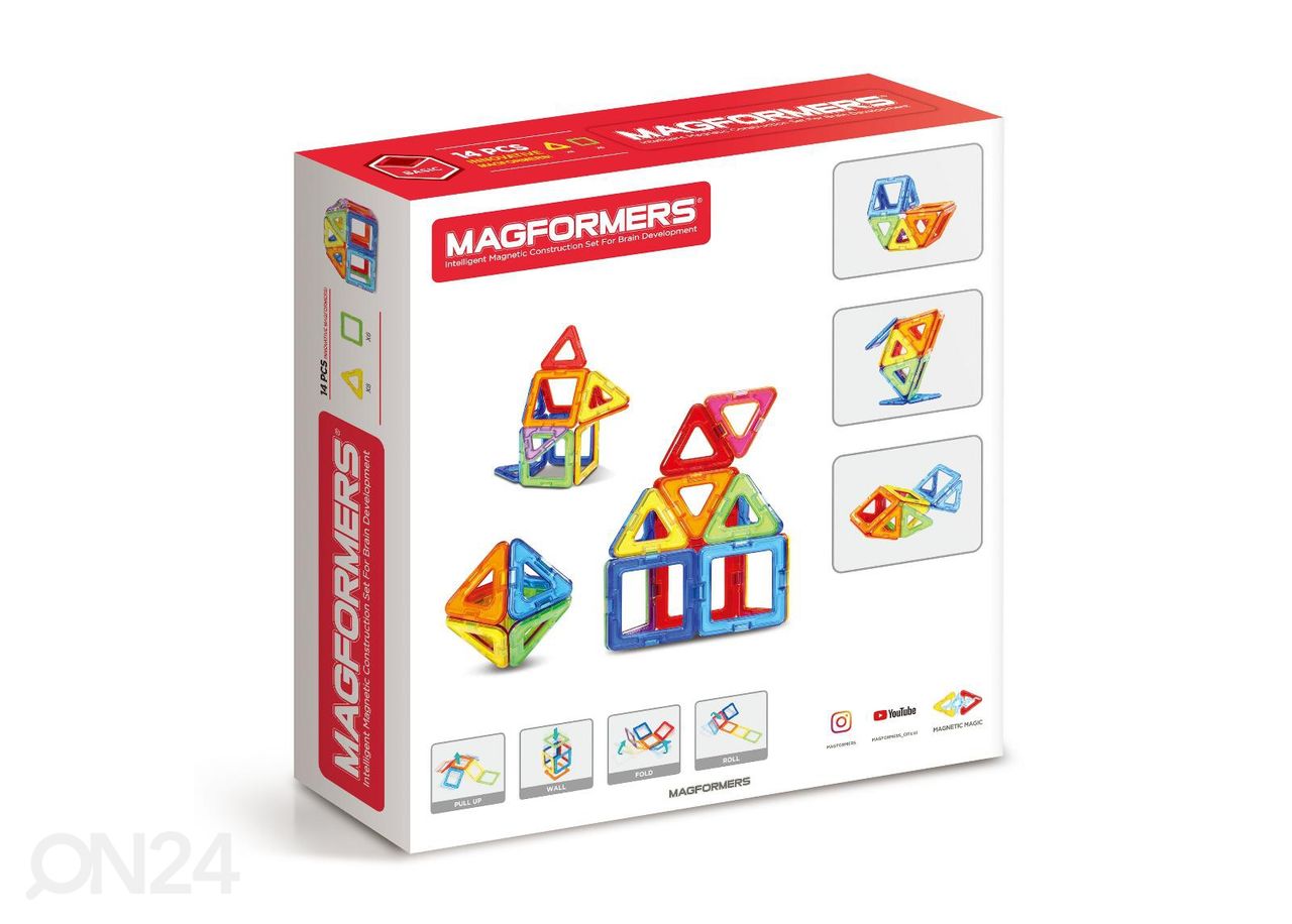 Magformers Magnetkonstruktori komplekt, 14 osa suurendatud