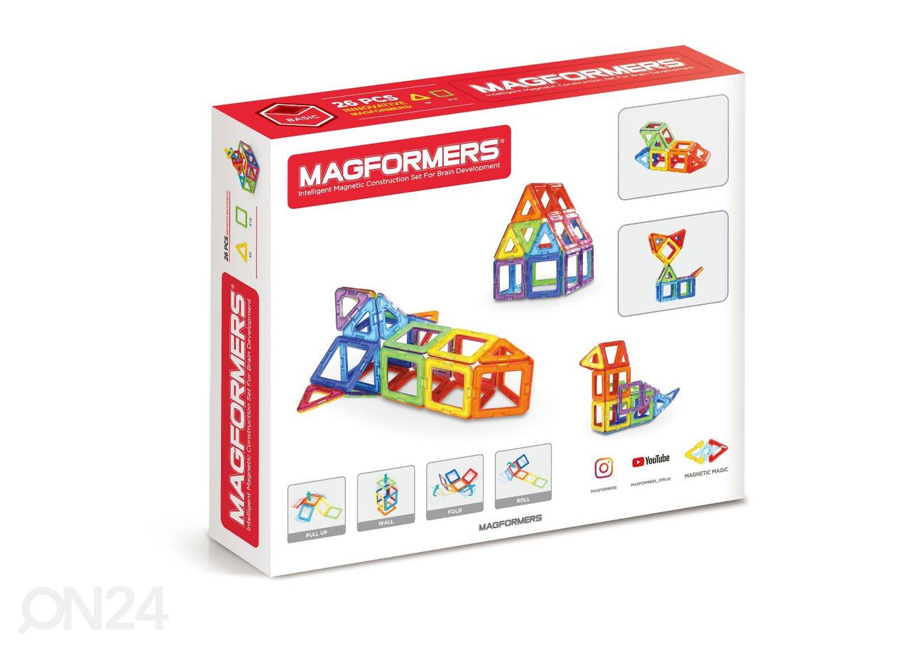 Magformers Magnetkonstruktori komplekt, 26 osa suurendatud
