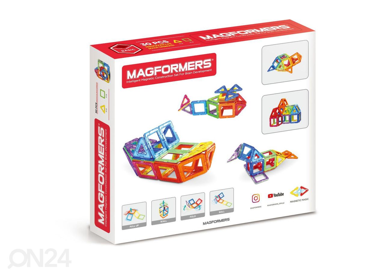 Magformers Magnetkonstruktori komplekt, 30 osa suurendatud