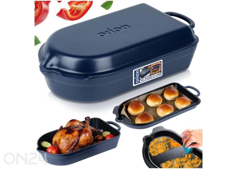 Malmist ahjuvorm panniga 2in1 Litina suurendatud