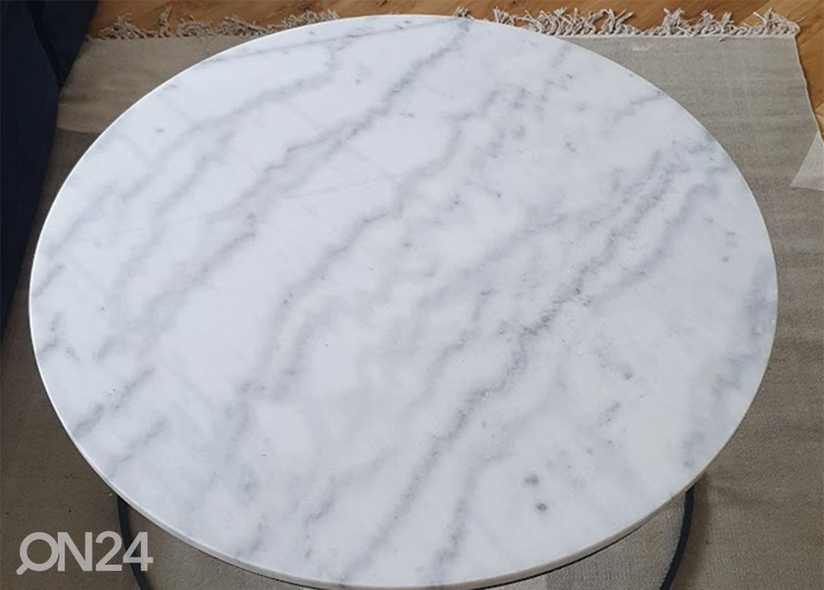 Marmorplaadiga diivanilaud Bolton Ø 80 cm suurendatud