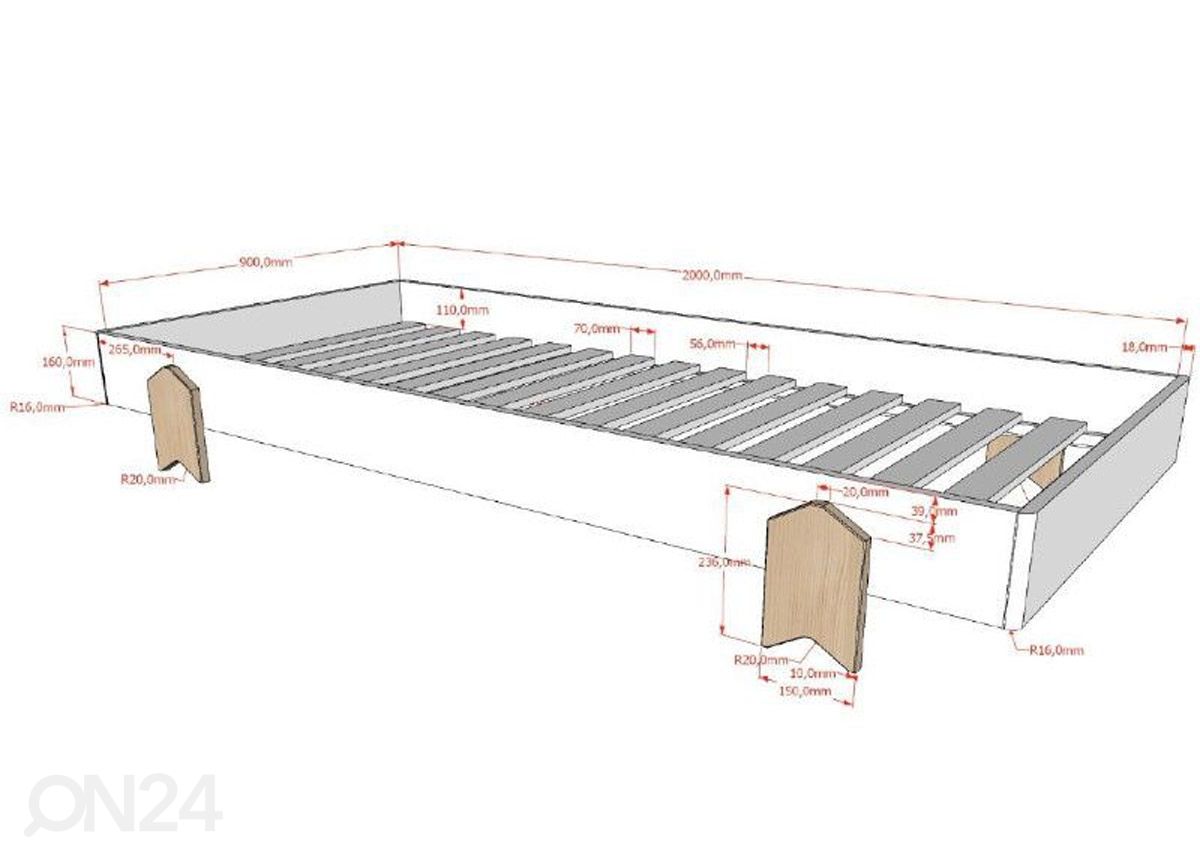 Moodulvoodi Modulo 90x200 cm suurendatud