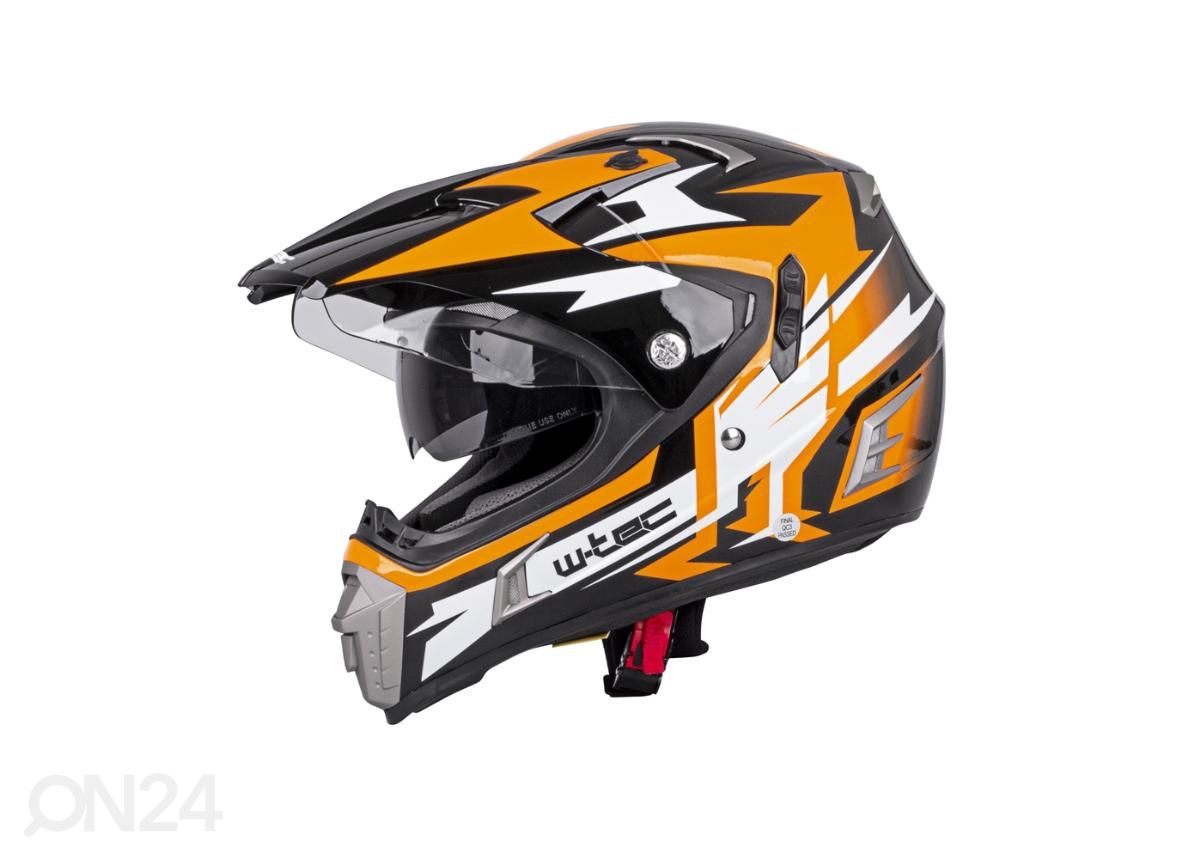 Motokrossi kiiver W-TEC Dualsport must-fluo oranž suurus XS (53-54) suurendatud