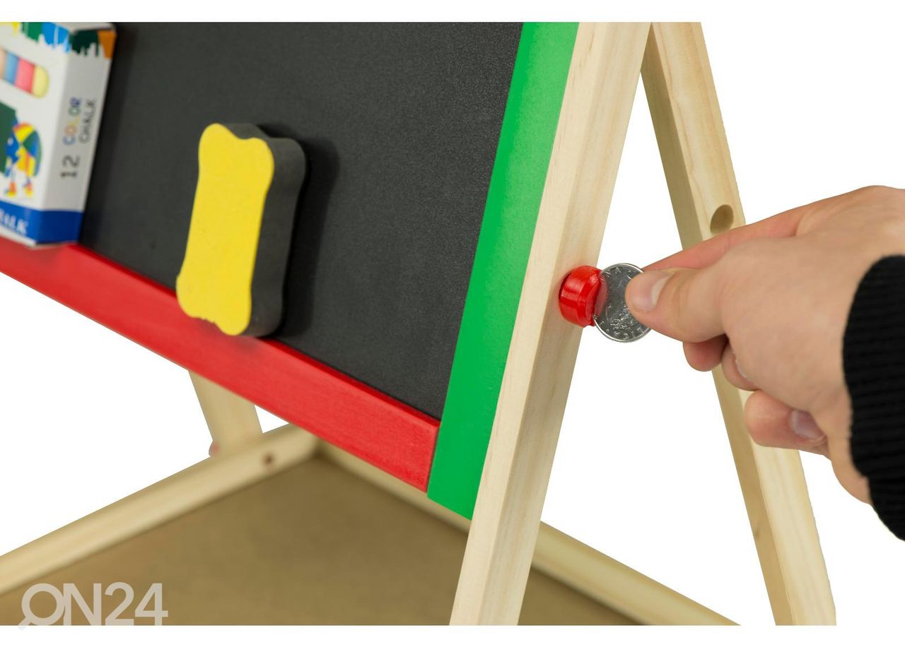 Multifunktsionaalne tahvel kahepoolne magnetiline kriiditahvel 49cm seisev suurendatud