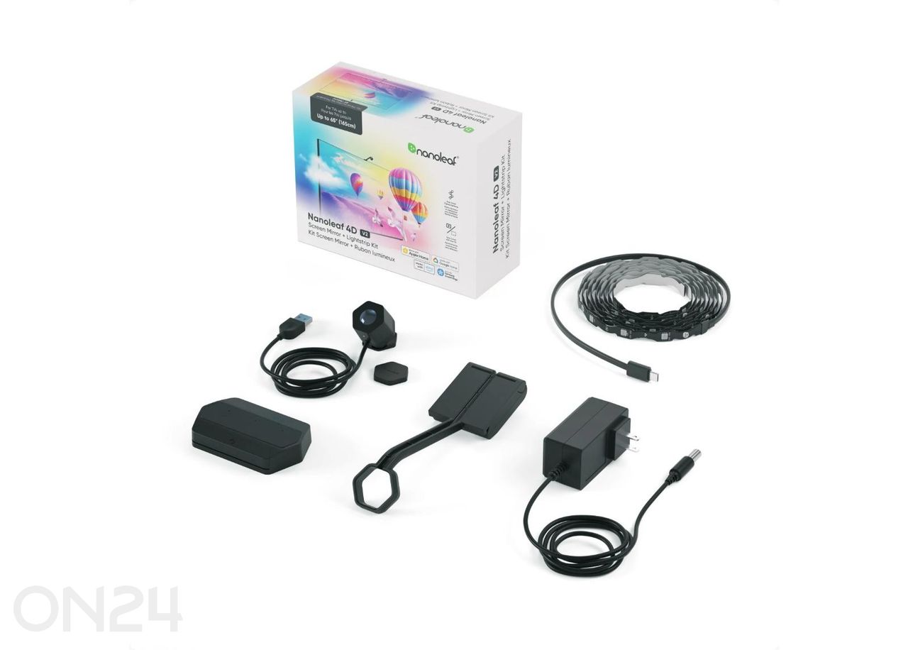 Nanoleaf 4D V2 teleri ekraanipeegelduse ja valgusribade komplekt (kuni 65'' telerile või monitorile) suurendatud
