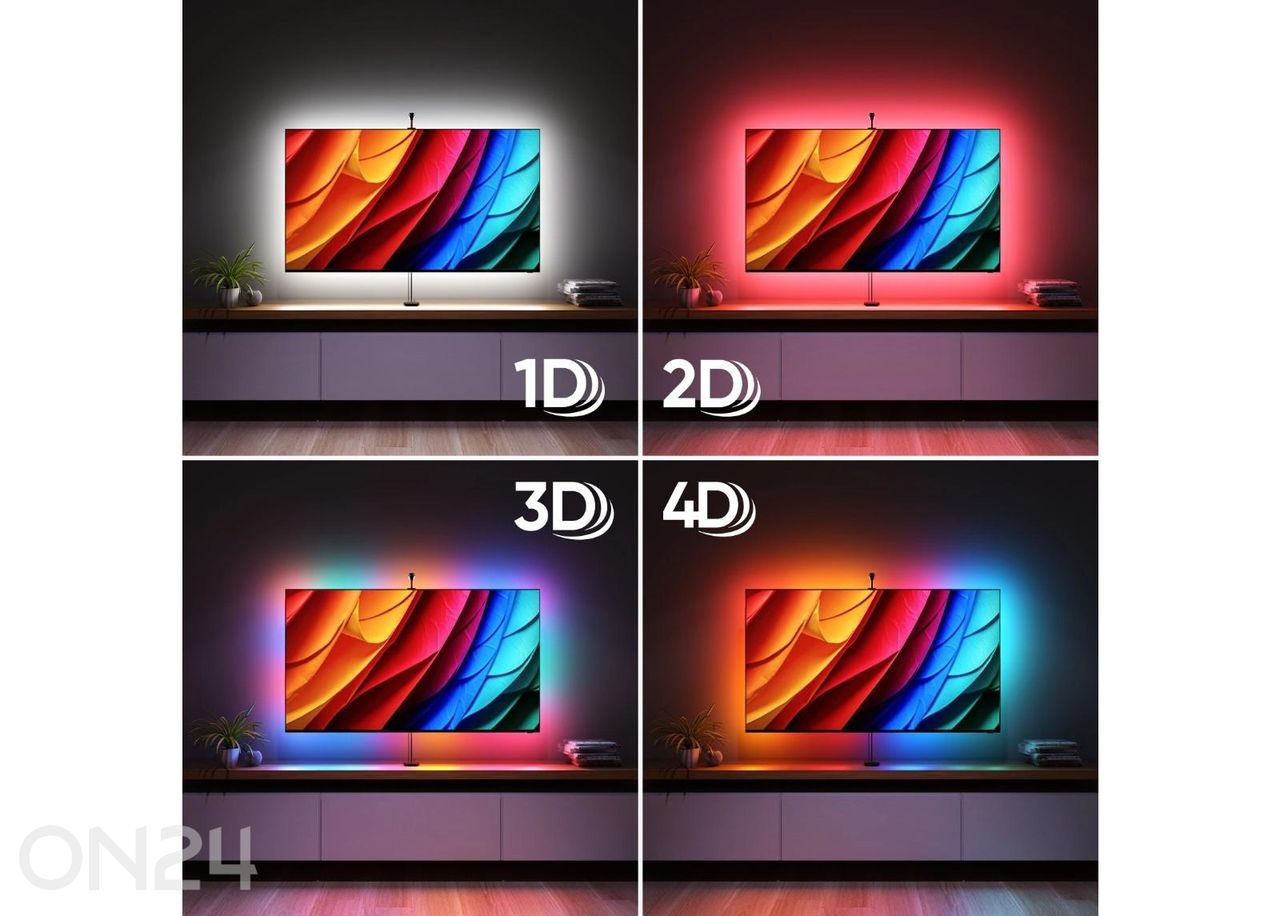 Nanoleaf 4D V2 teleri ekraanipeegelduse ja valgusribade komplekt (kuni 65'' telerile või monitorile) suurendatud