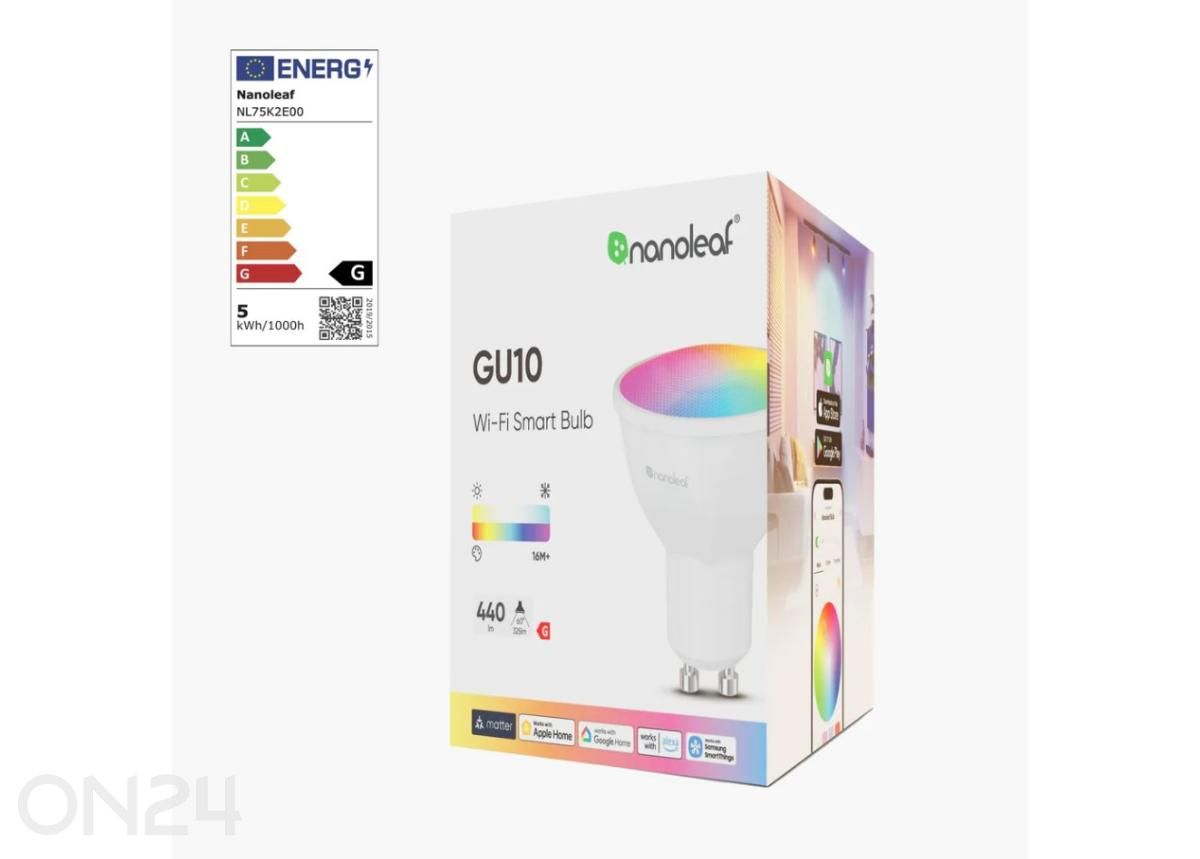 Nanoleaf Essentials Matter Wi-Fi GU10 nutipirn (1 tk komplektis) suurendatud