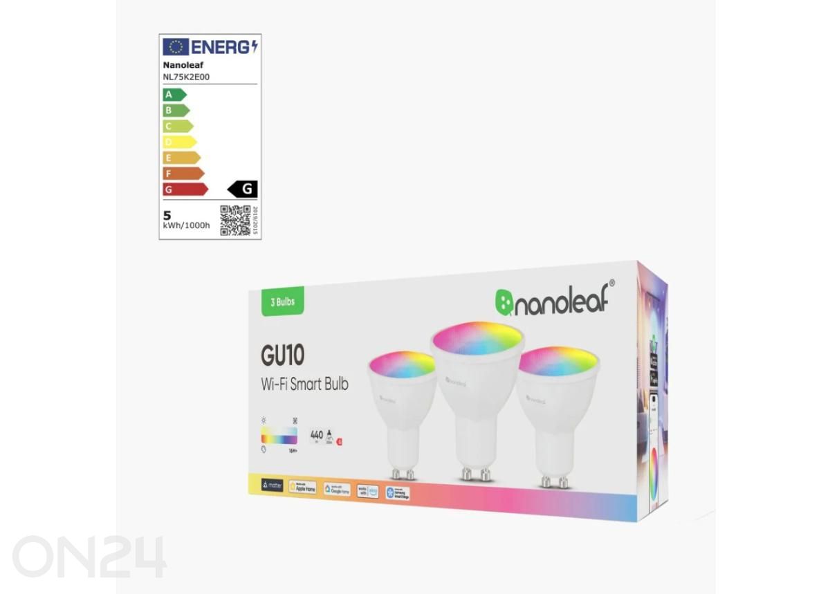 Nanoleaf Essentials Matter Wi-Fi GU10 nutipirn (3 tk komplektis) suurendatud