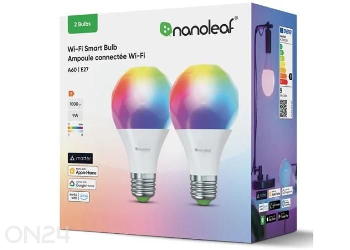 Nanoleaf Essentials Matter WI-Fi nutipirn A60 E27 (2 tk komplektis) suurendatud