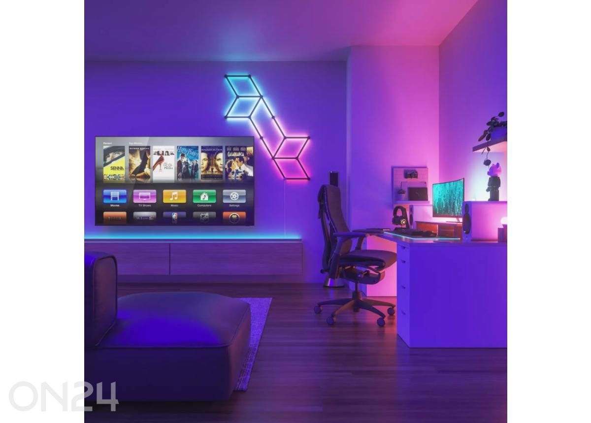 Nanoleaf Lines Skin Black Matte paneelikatete ja kinnituskorkide komplekt (9 katet) suurendatud