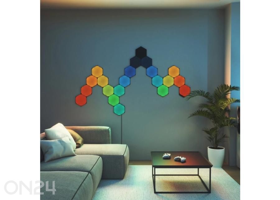 Nanoleaf Shapes Black Hexagons laienduskomplekt (3 paneeli), must suurendatud