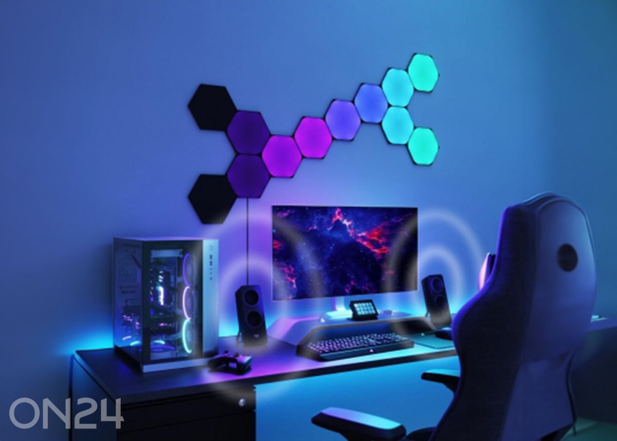 Nanoleaf Shapes Black Hexagons laienduskomplekt (3 paneeli), must suurendatud