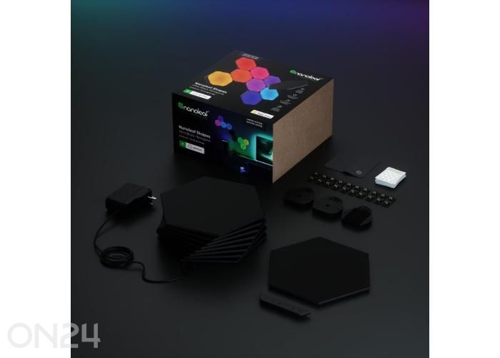 Nanoleaf Shapes Black Hexagons stardikomplekt (9 paneeli), must suurendatud